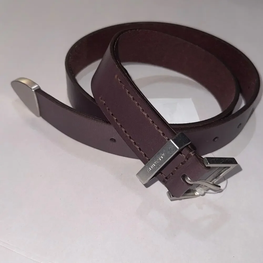 Allsaints men’s oxblood red antique nickel 3 piece belt set size small. NWT